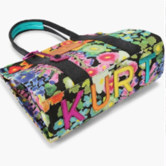 Kurt Geiger London LARGE SOUTHBANK TOTE BAG Floral Metallic Leather Accent - Picture 5 of 8